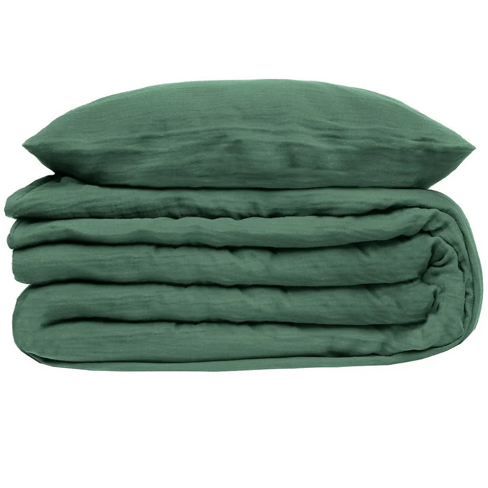 Parure de lit - gaze de coton - vert céladon - 260x240 cm - Atmosphera