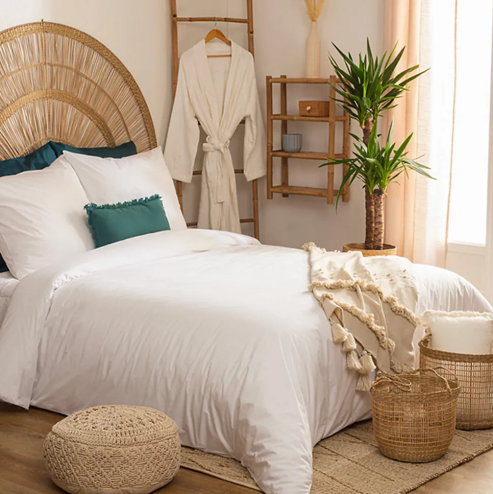 Parure de lit - percale - blanc - 260x240 cm - Atmosphera