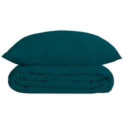 Parure de lit - percale - bleu - 260x240 cm - Atmosphera