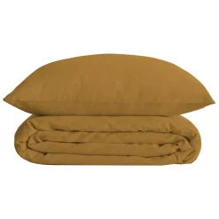 Parure de lit - percale - jaune ocre - 260x240 cm - Atmosphera