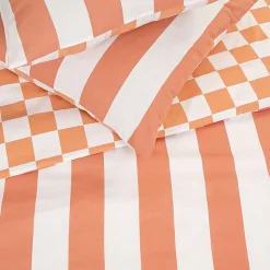 Parure de lit 2 personnes rayé damier réversible 200x200cm
