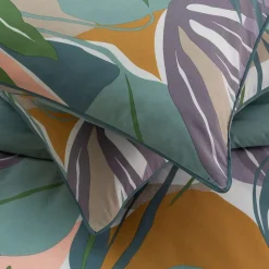 Parure de lit 2 personnes végétal réversible unie 260x240cm