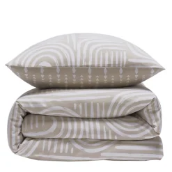 Parure de lit 2 personnes en coton 57 fils imprimé beige 260x240cm