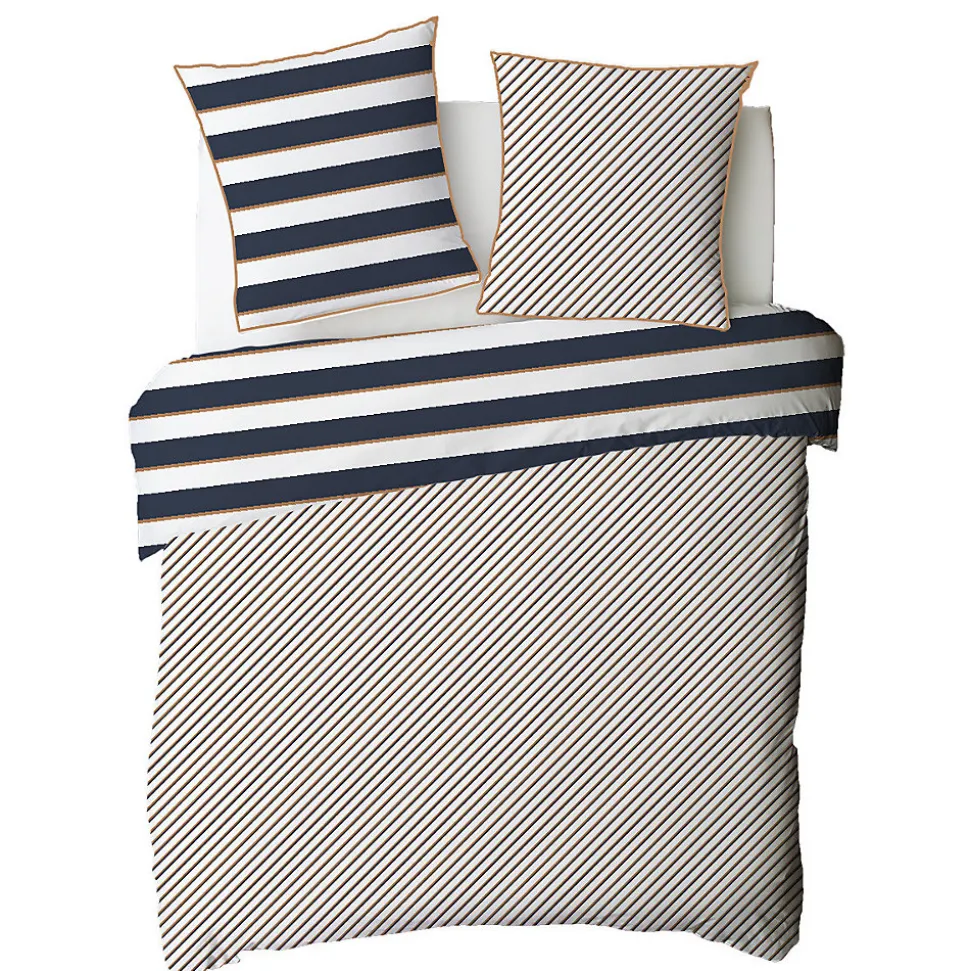 Parure de lit 2 personnes à rayures réversible 240x220cm