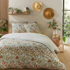 Parure de lit 2 personnes fleurie réversible à pois 260x240cm