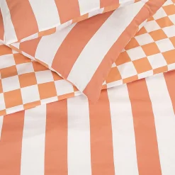 Parure de lit 2 personnes rayé damier réversible 240x220cm