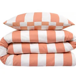 Parure de lit 2 personnes rayé damier réversible 240x220cm