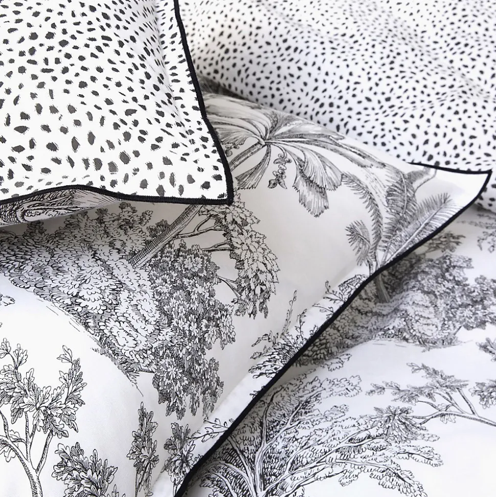 Parure de lit 2 personnes en coton 57 fils imprimé blanc 240x220cm