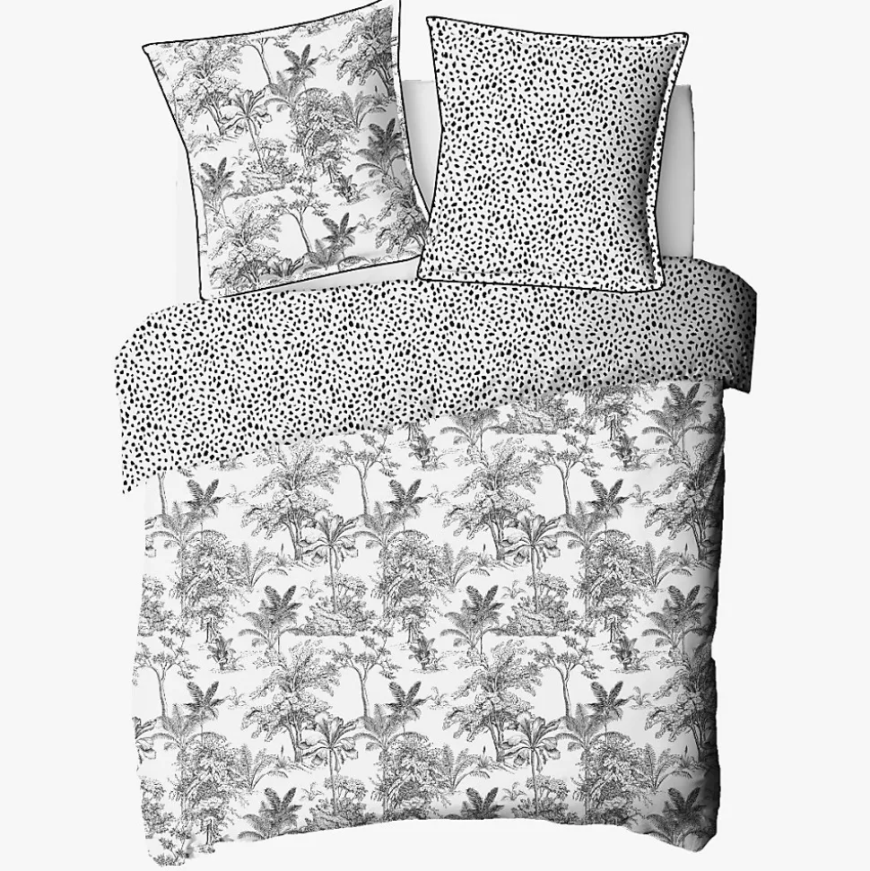Parure de lit 2 personnes en coton 57 fils imprimé blanc 240x220cm