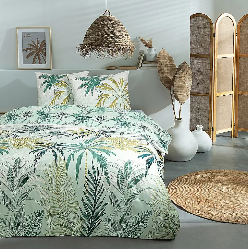Parure de lit 2 personnes feuillage réversible 260x240cm