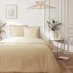 Parure de lit 2 personnes en satin de coton unie 240x220cm