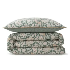 Parure de lit 2 personnes floral et pois en coton 240x220cm