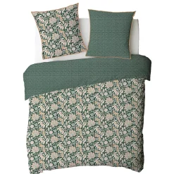 Parure de lit 2 personnes floral et pois en coton 240x220cm