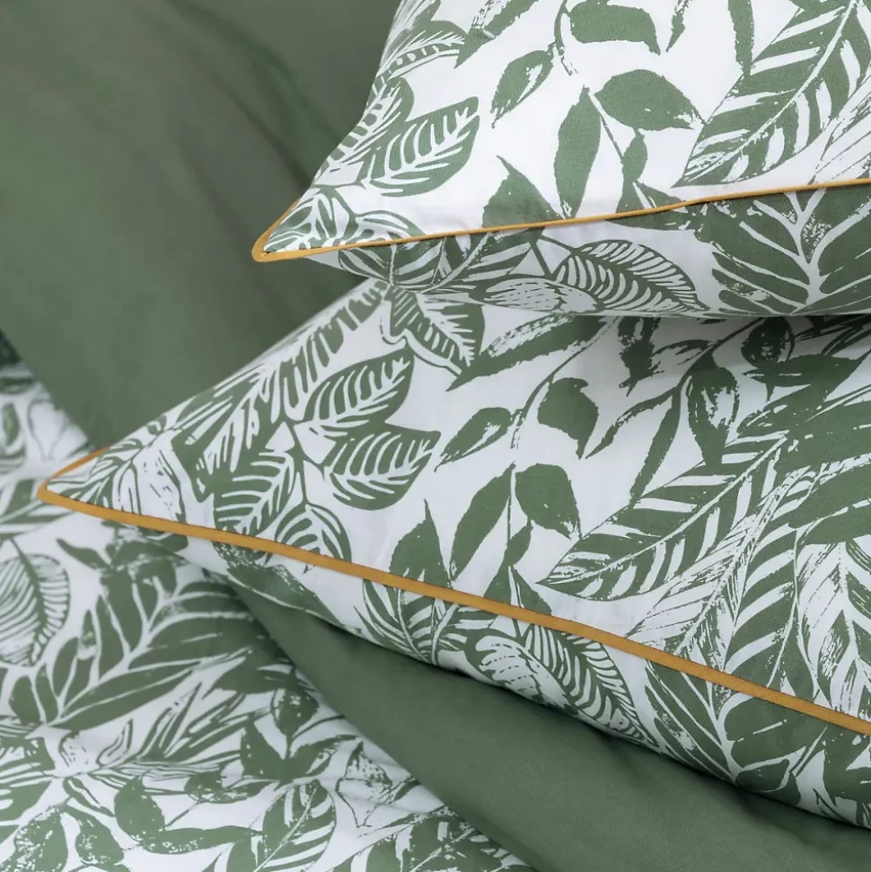 Parure de lit 2 personnes tropical réversible unie 240x220cm