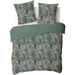 Parure de lit 2 personnes végétal tropical réversible 240x220cm