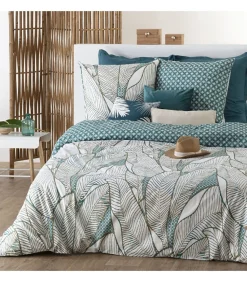 Parure de lit 2 Personnes 240 x 220 cm Housse de couette avec 2 taies Imprimé Moana