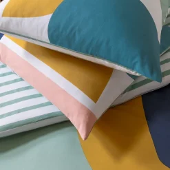 Parure de lit 2 personnes géométrique à rayures 260x240cm