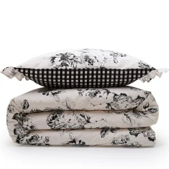 Parure de lit 2 personnes en coton 57 fils imprimé ecru 260x240cm