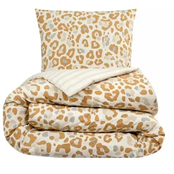 Parure de lit 2 personnes imprimé léopard réversible 260x240cm