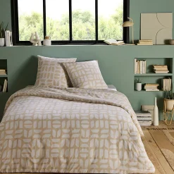 Parure de lit 2 personnes géométrique en polycoton 260x240cm