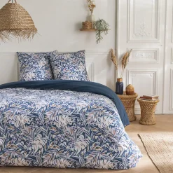 Parure de lit 2 personnes végétal réversible uni 240x220cm