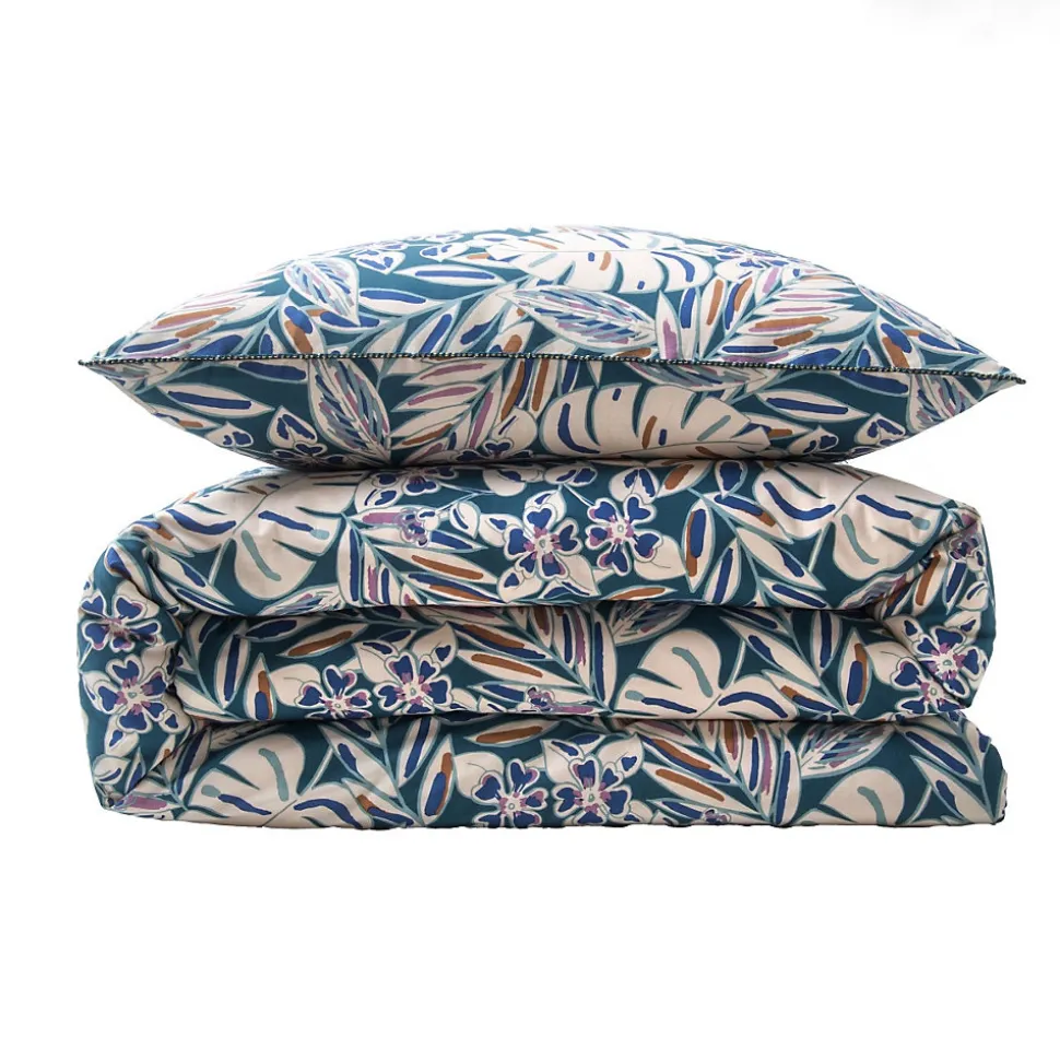 Parure de lit 2 personnes végétal réversible uni 240x220cm