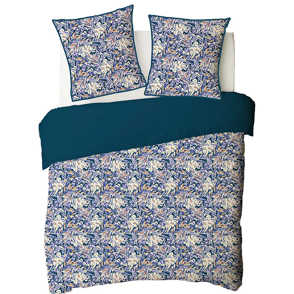 Parure de lit 2 personnes végétal réversible uni 240x220cm