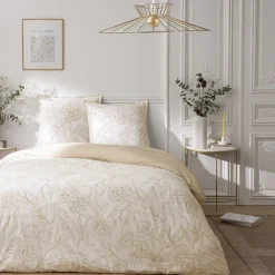 Parure de lit 2 personnes en satin de coton réversible 240x220cm