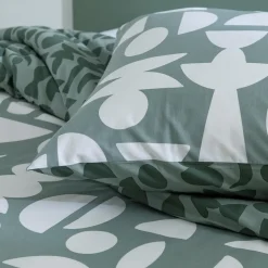 Parure de lit 2 personnes en coton 57 fils imprimé vert 240x220cm
