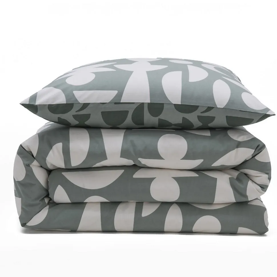 Parure de lit 2 personnes en coton 57 fils imprimé vert 240x220cm