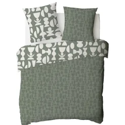 Parure de lit 2 personnes en coton 57 fils imprimé vert 240x220cm