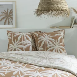 Parure de lit 2 personnes en coton 57 fils imprimé camel 260x240cm