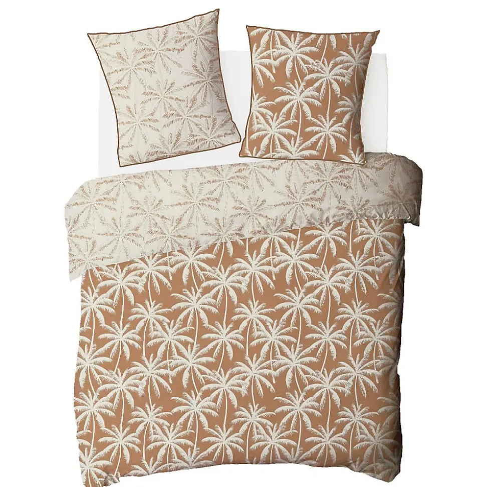 Parure de lit 2 personnes en coton 57 fils imprimé camel 260x240cm