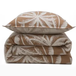 Parure de lit 2 personnes en coton 57 fils imprimé camel 260x240cm