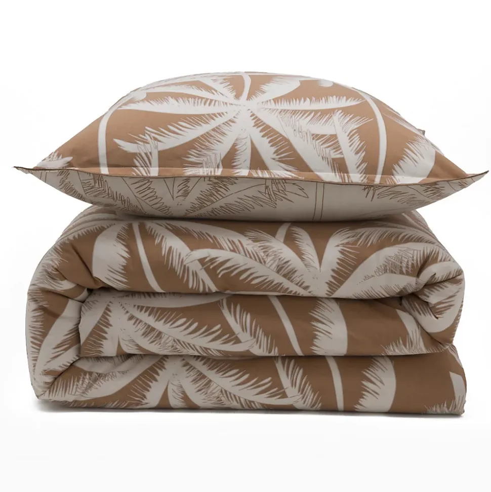 Parure de lit 2 personnes en coton 57 fils imprimé camel 260x240cm