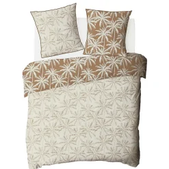 Parure de lit 2 personnes en coton 57 fils imprimé camel 260x240cm