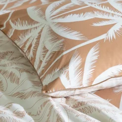 Parure de lit 2 personnes en coton 57 fils imprimé camel 260x240cm