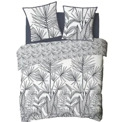 Parure de lit 2 personnes en coton 57 fils imprimé blanc 240x220cm