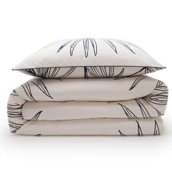 Parure de lit 2 personnes en coton 57 fils imprimé blanc 240x220cm