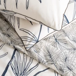 Parure de lit 2 personnes en coton 57 fils imprimé blanc 240x220cm