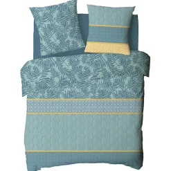 Parure de lit 2 personnes en coton 57 fils imprimé vert 240x220cm