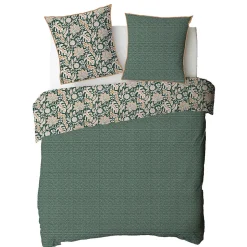 Parure de lit 2 personnes floral et pois en coton 260x240cm