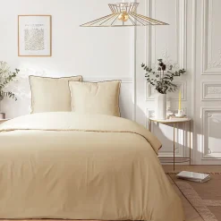 Parure de lit 2 personnes en satin de coton unie 260x240cm