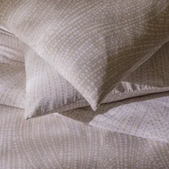 Parure de lit 2 personnes en coton 57 fils imprimé beige 260x240cm