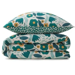 Parure de lit 2 personnes en coton 57 fils imprimé vert 260x240cm