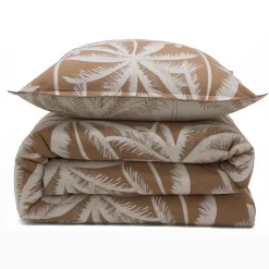 Parure de lit 2 personnes en coton 57 fils imprimé camel 240x220cm