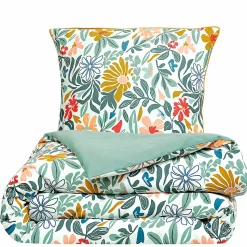 Parure de lit 2 personnes en satin de coton imprimé floral 240x220cm