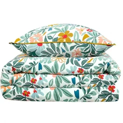 Parure de lit 2 personnes en satin de coton imprimé floral 240x220cm