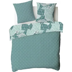 Parure de lit 2 personnes imprimé feuillage réversible 240x220cm