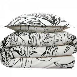 Parure de lit 2 personnes en satin de coton imprimé végétal 240x220cm